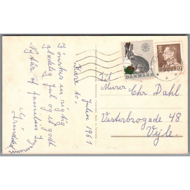 Julem�rke 1961 p� Postkort