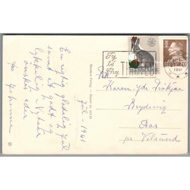 Julem�rke 1961 p� Postkort