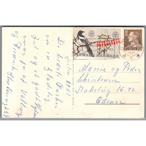 Julem�rke 1961 p� Postkort
