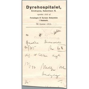 Recept - Ordrupvejs Apotek - Dyrehospitalet - 13 - 8 - 1937