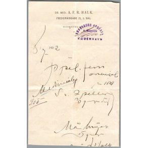 Recept - S�nderbros Apotek - Dr.Med A.F.R. Halk - 5 - 7 - 1922