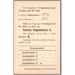 Venstres Valgmandsliste 1918 - Helsagskort - Postkort - Brugt