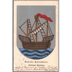 Danske Byvaabner -  Helsing�r Byvaaben - Postkort - Brugt