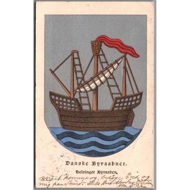 Danske Byvaabner -  Helsing�r Byvaaben - Postkort - Brugt