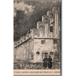 ST. Maria Kloster - Helsing�r 1895 - Tegnet af V. Jastrau - Postkort - Ubrugt