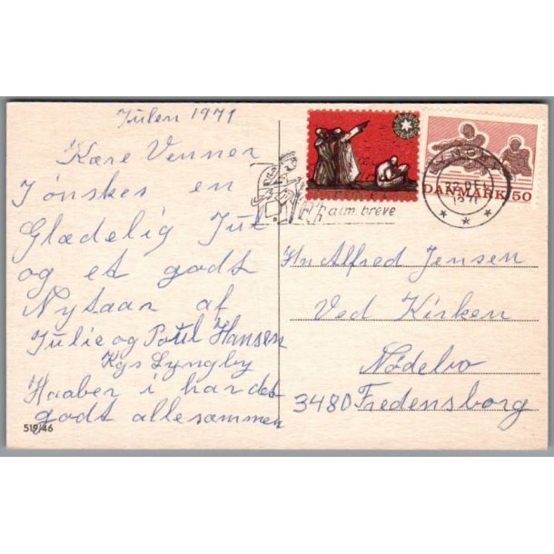Julemrke 1971 p Postkort