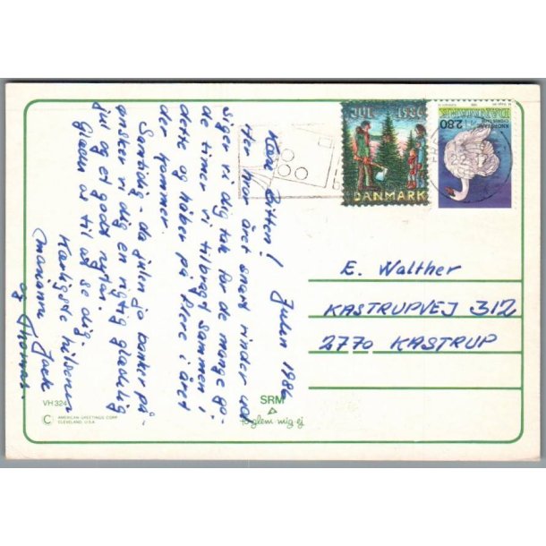 Julemrke 1986 p Postkort