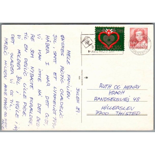 Julem�rke 1989 p� Postkort