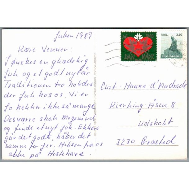 Julem�rke 1989 p� Postkort