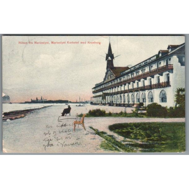 Hilsen fra Marienlyst - Marienlyst Kurhotel med Kronborg - Postkort - Brugt