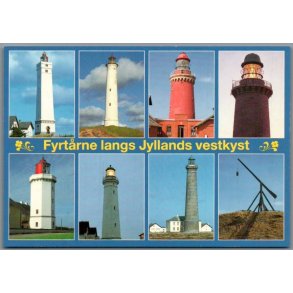 Fyrtrne langs Jyllands vestkyst - Postkort - Ubrugt