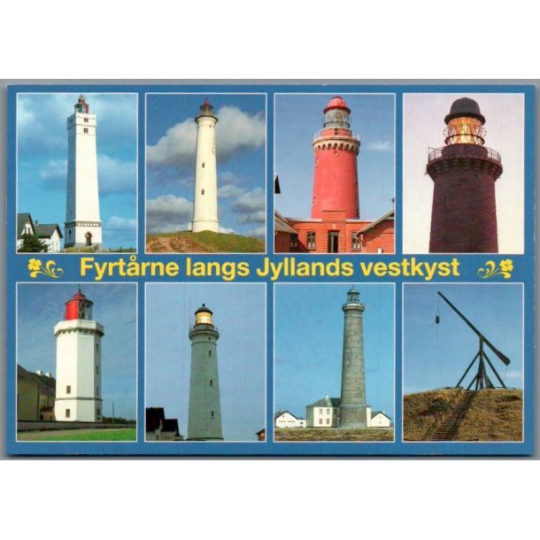 Fyrtrne langs Jyllands vestkyst - Postkort - Ubrugt