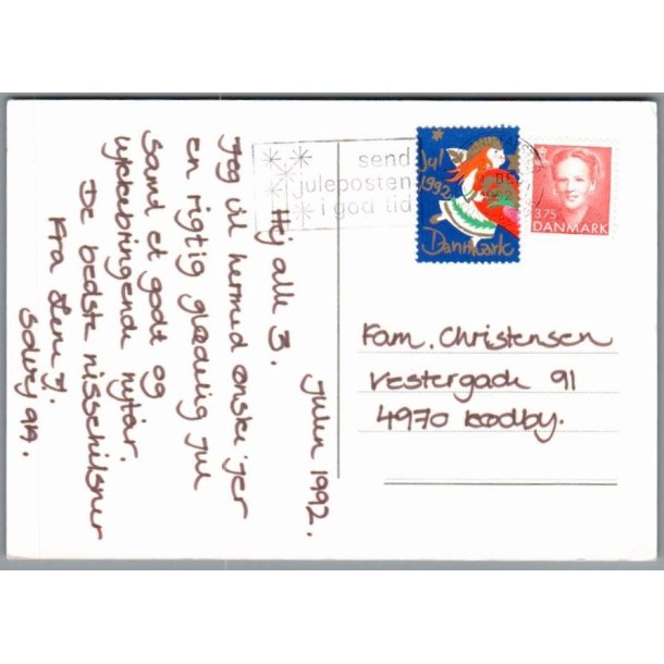 Julemrke 1992 p Postkort