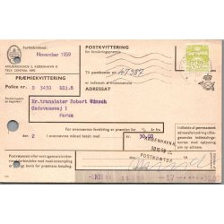 Pr�miekvitering - Hafnia  - Postkvitering 