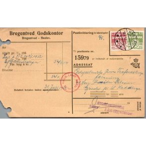 Bregentved Godskontor  - Postkvitering - Arkivhuller !