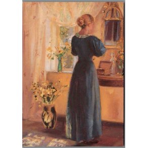 Anna Ancher - Ung pige foran et spejl - Postkort - Ubrugt