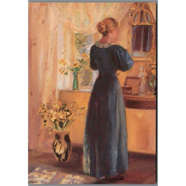 Anna Ancher - Ung pige foran et spejl - Postkort - Ubrugt