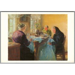Anna Ancher - En bl kjole sys ..  - Postkort - Brugt