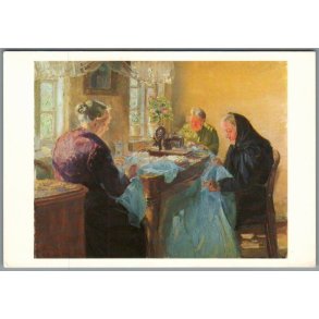 Anna Ancher - En bl kjole sys ..  - Postkort - Brugt