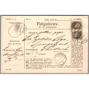 F�lgebrev for en pakke  - Norge - 21- 6 - 1923