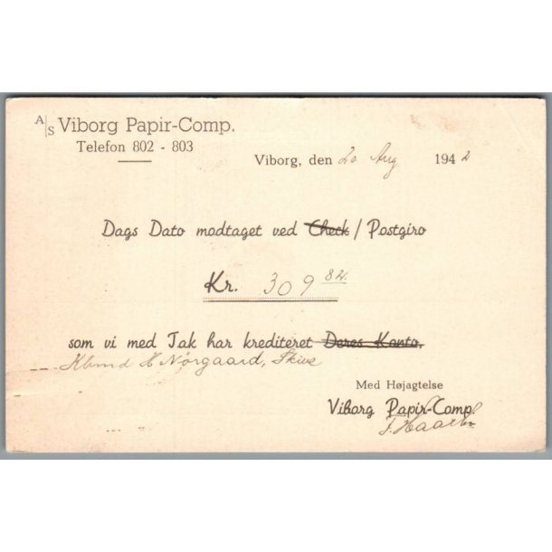 Viborg Papir-Comp. -  Helsagspostkort - Brugt