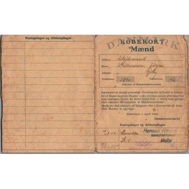 K�bekort - M�nd med P�tegninger - 2 Verdenskrig