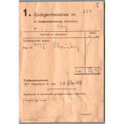 Godtg�relsesattest fra Toldpostkontoret - 1973 - 86,95
