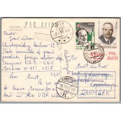 Postkort fra Rusland til K�benhavn 8 - 7 - 65 - Med p�tregninger.