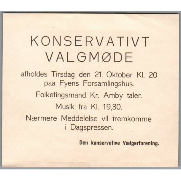 Konservativt Valgm�de - Fyens Forsamlingshus