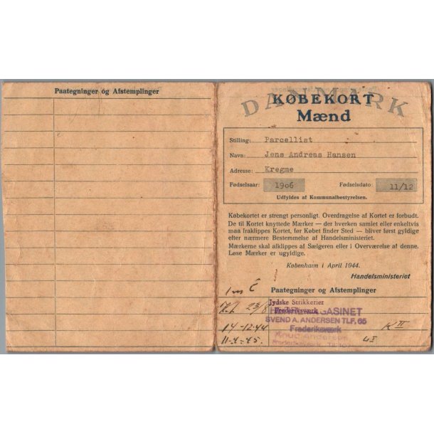 K�bekort - M�nd med P�tegninger - 2 Verdenskrig