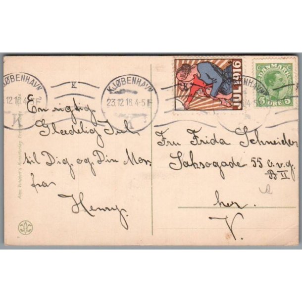 Julemrke 1916 p Postkort
