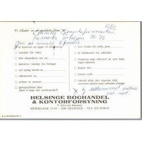 Helsinge Boghandel & Kontorforsyning - 3200 Helsinge - Brevkort - Brugt