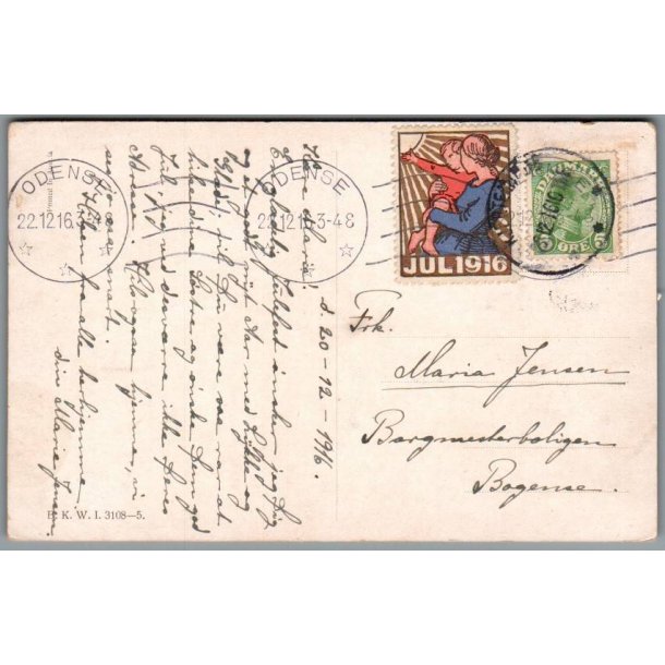 Julemrke 1916 p Postkort