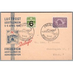 Luftpost Udstillingen - Fredericia 1942 - Postkort - Brugt