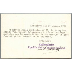 Aktieselskabet Kryolit Mine og Handels Selskabet   - Postkort - Brugt