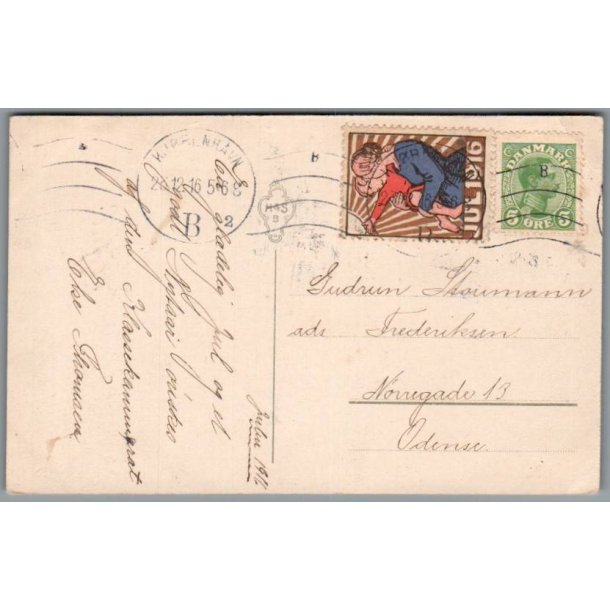 Julemrke 1916 p Postkort