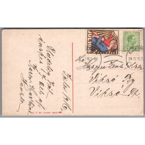 Julemrke 1916 p Postkort