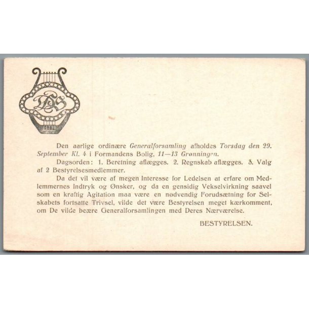 Generalforsamling - Gr�nningen  - Helsagskort - Ubrugt