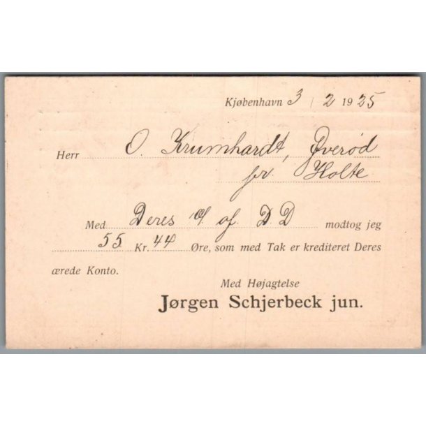 J�rgen Schjerbeck jun. - Kj�benhavn B. - Brevkort - Brugt