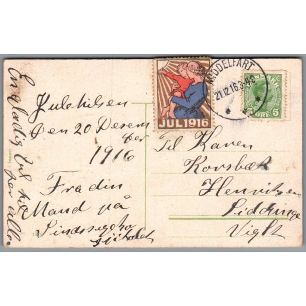 Julemrke 1916 p Postkort