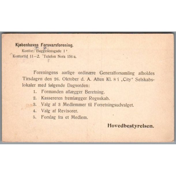 Kj�benhavns Forsvansforening - Baggesensgade 1 - Brevkort - Brugt