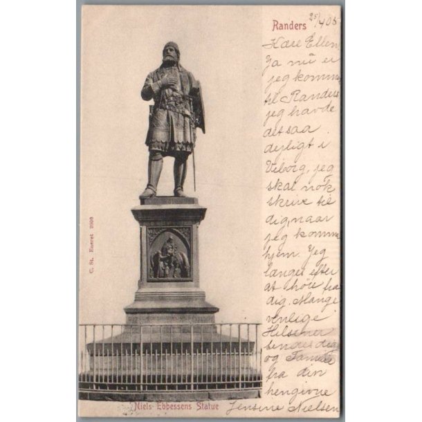 Randers - Niels Ebbesens Statue - Postkort - Brugt