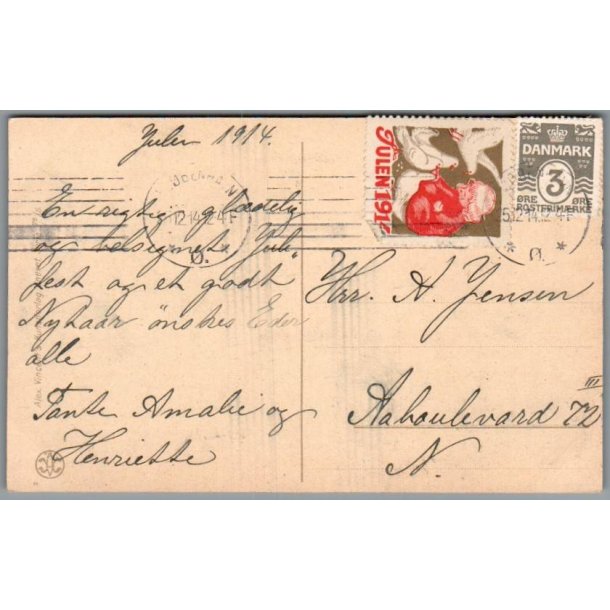 Julemrke 1914 p Postkort