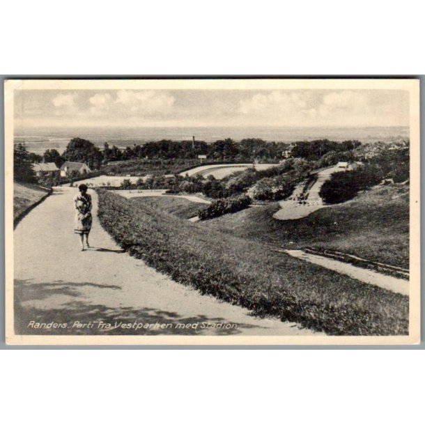 Randers - Parti fra Vestparken med Stadion  - Postkort - Ubrugt