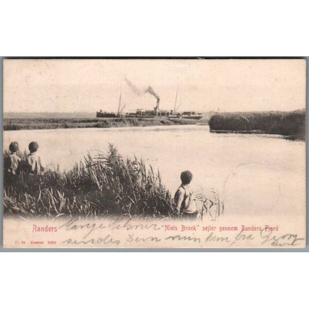 Randers - "Niels Brock" sejler gennem Randers Fjord  - Postkort - Brugt