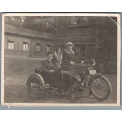 Motorcykel med Sidevogn -  Foto 12 x 9 cm.