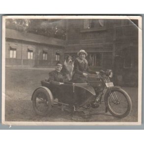 Motorcykel med Sidevogn -  Foto 12 x 9 cm.