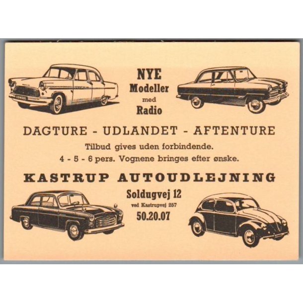 Kastrup Autoudlejning - Kartonkort - Ubrugt