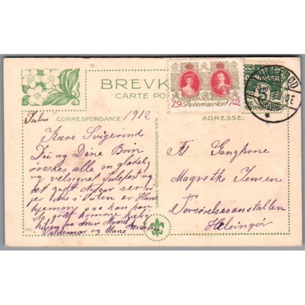 Julemrke 1912 p Postkort