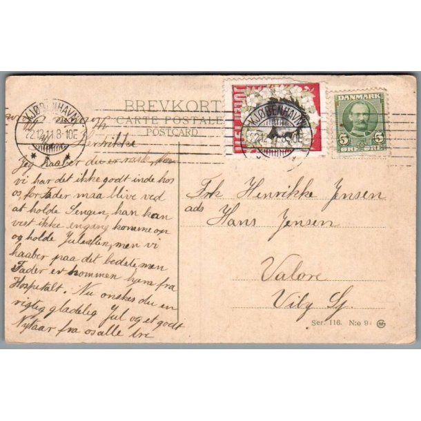 Julemrke 1911 p Postkort